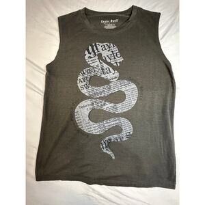 Taylor Swift Reputation Snake Newsprint Tank Top XL Gray Goth Grunge Band Tee